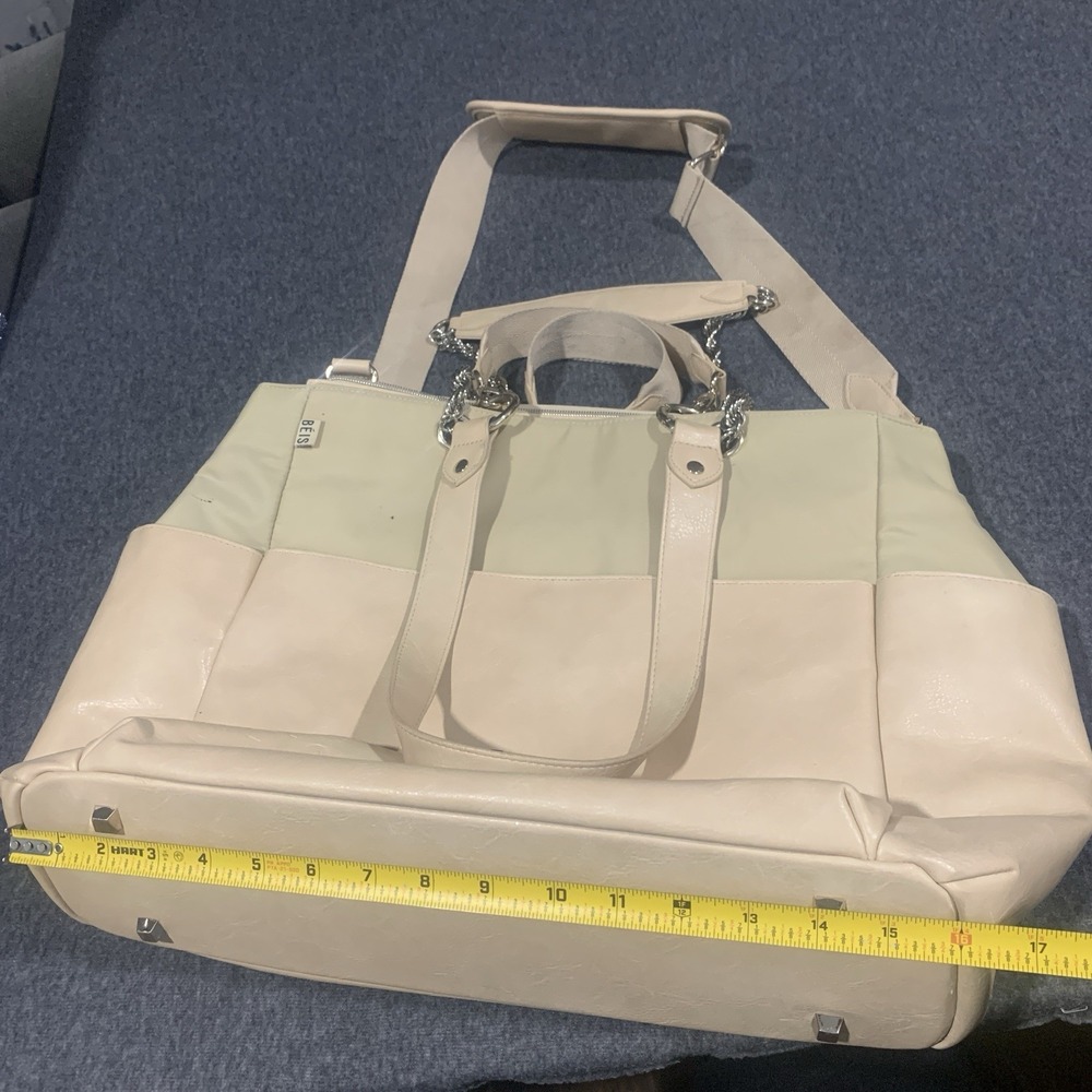 Beis The Baby Bag in Beige/Cream Trim Vegan Leather Multi Straps - Picture 14 of 16